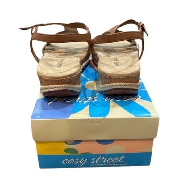Easy Street “Dorinda” Faux Leather Wedge Sandals in Tan – Size 10 N – New in Box - Picture 5 of 8
